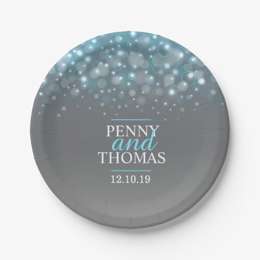 Moderne Champagner-Schaumblase auf Papier Pappteller (Vorderseite)