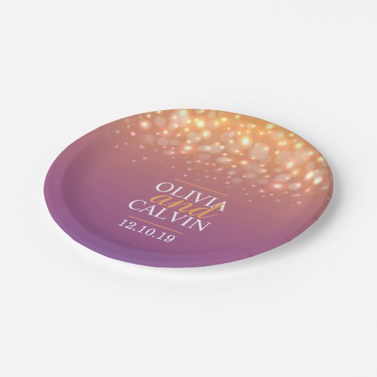 Moderne Champagner-Schaumblase auf Papier Pappteller (Schrägansicht)