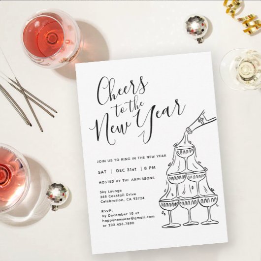 Moderne Champagner-Silvesterparty  Einladung