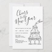 Moderne Champagner-Silvesterparty  Einladung (Vorderseite)