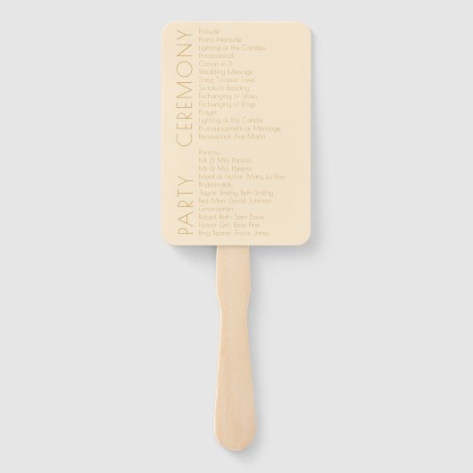 Moderne Champagner Tonal Hochzeitsprogramme Fächer (Rückseite)