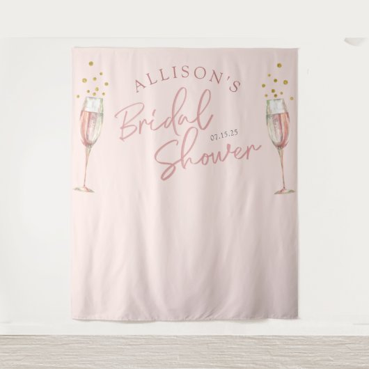 Moderne Champagnerflöten mit schicker Kalligrafie Wandteppich (Vorderseite)