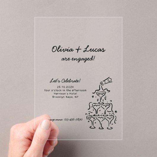 Moderne Champagnertower Einladung (Insitu (Handheld))