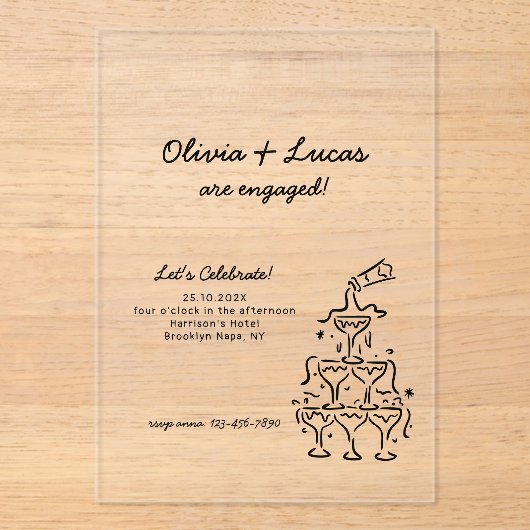 Moderne Champagnertower Einladung (Vorderseite)