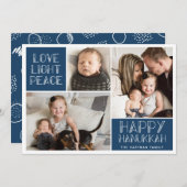 Moderne Chanukka-Foto-Collage Feiertagskarte (Vorne/Hinten)