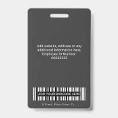 Moderne Charcoal-Grau Corporate Foto Logo Barcode Ausweis (Rückseite)
