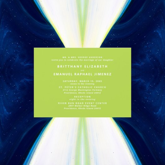 Moderne Chartreuse Bride Eltern Hochzeit Einladung