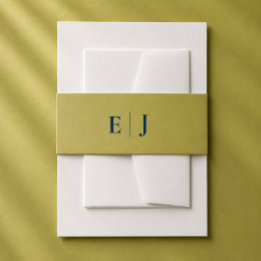Moderne Chartreuse-Editorial-Monogramm-Einladung Einladungsbanderole