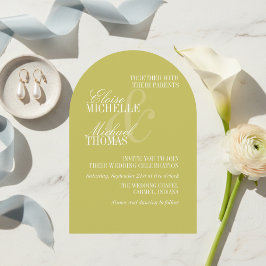 Moderne Chartreuse-Formale-Bogen-Hochzeit  Einladung