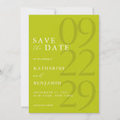 Moderne Chartreuse-Minimalismus-Hochzeit Save The Date (Vorderseite)