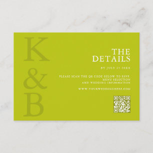 Moderne Chartreuse-Minimalist-Hochzeit Begleitkarte