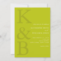 Moderne Chartreuse-Monogramm-Minimalist-Hochzeit