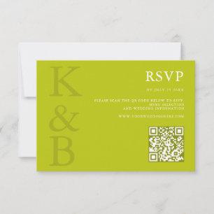 Moderne Chartreuse-Monogramm-Minimalist-Hochzeit RSVP Karte