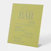 Moderne Chartreuse Open Bar Menü Hochzeit Sockelschild (Vorderseite)
