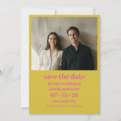 Moderne Chartreuse Rosa Gelb Fette Foto-Hochzeit Save The Date (Vorderseite)