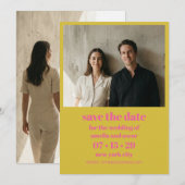 Moderne Chartreuse Rosa Gelb Fette Foto-Hochzeit Save The Date (Vorne/Hinten)