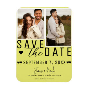 Moderne Chartreuse Save the Date 2 Foto Hochzeit Magnet