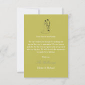 Moderne Chartreuse-Script-Hochzeits-Dankeskarten Dankeskarte (Rückseite)