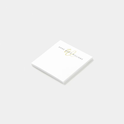 Moderne Chartreuse-Script-Monogramm Post-it Klebezettel (angewinkelt)