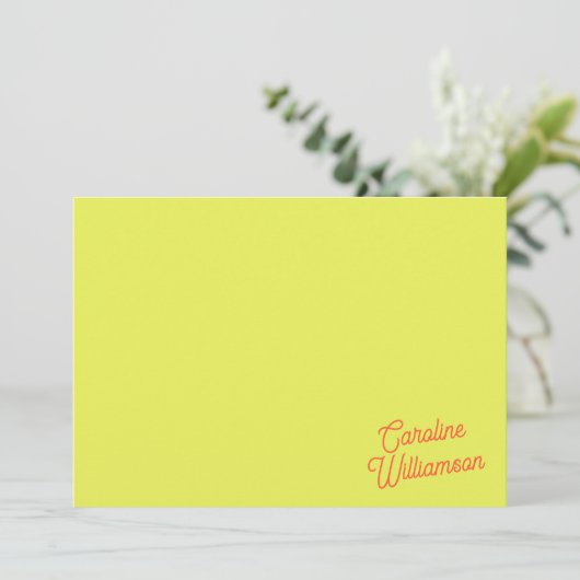 Moderne Chartreuse-Script personalisierte Schreibw Mitteilungskarte (Stehend Vorderseite)