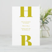 Moderne Chartreuse-Typografie-Monogramm-Hochzeit Save The Date (Stehend Vorderseite)
