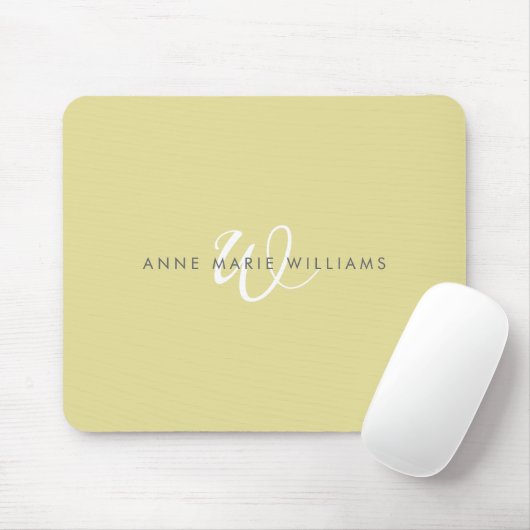 Moderne Chartreuse-Weiß-Schriftmonogramm Mousepad (Mit Mouse)