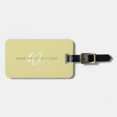 Moderne Chartreuse Weiße Schrift Monogramm Gepäckanhänger (Vorderseite horizontal)