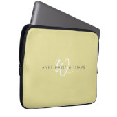 Moderne Chartreuse Weiße Schrift Monogramm Laptopschutzhülle (Vorne Rechts)