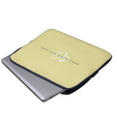 Moderne Chartreuse Weiße Schrift Monogramm Laptopschutzhülle (Vorne Knopf)