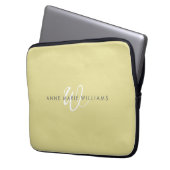 Moderne Chartreuse Weiße Schrift Monogramm Laptopschutzhülle (Vorderseite Links)