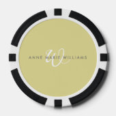 Moderne Chartreuse Weiße Schrift Monogramm Pokerchips (Vorderseite)