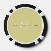 Moderne Chartreuse Weiße Schrift Monogramm Pokerchips (Rückseite)