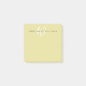 Moderne Chartreuse Weiße Schrift Monogramm Post-it Klebezettel (Vorderseite)