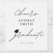 Moderne Cheers Abschluss Skript Abschlussmütze Weinetikett (Einzelnes Label)