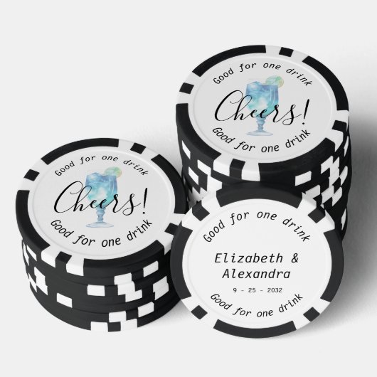 Moderne Cheers Hawaiian Drink Wedding Pokerchips (Stapel)