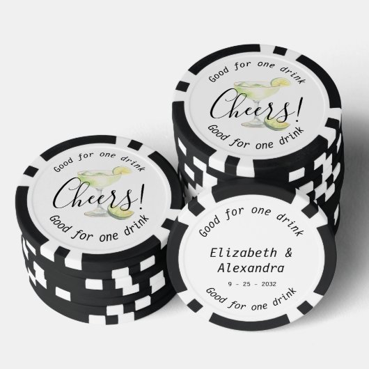 Moderne Cheers Margarita Drink Hochzeit Pokerchips (Stapel)