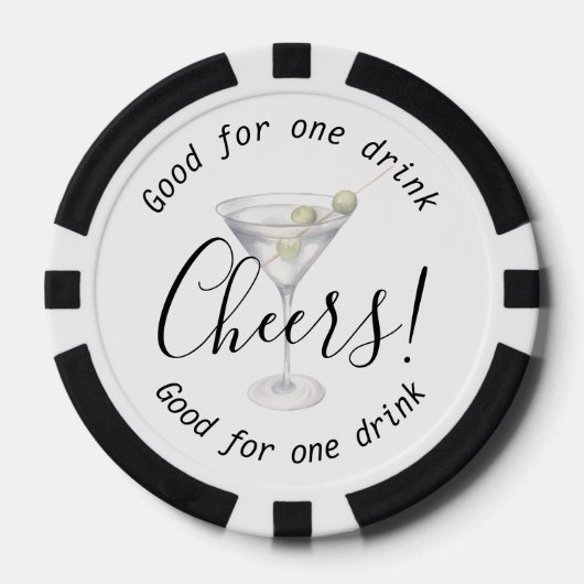 Moderne Cheers Martini Drink Wedding Pokerchips (Vorderseite)