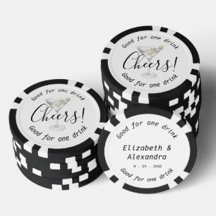 Moderne Cheers Martini Drink Wedding Pokerchips