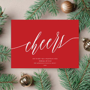 Moderne Cheers Non-Foto Business Holiday Card Rot Feiertagskarte