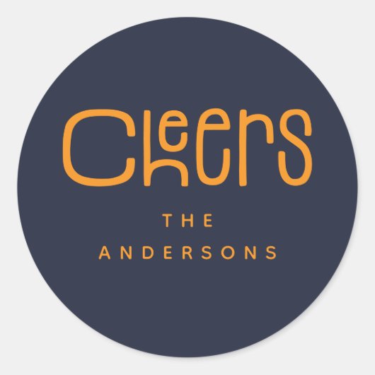 Moderne Cheers personalisiert Runder Aufkleber (Vorderseite)
