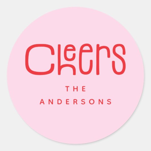 Moderne Cheers Personalisiert Runder Aufkleber (Vorderseite)