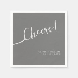Moderne Cheers Silver Gray Wedding Napkins Serviette
