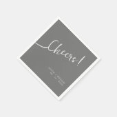 Moderne Cheers Silver Gray Wedding Napkins Serviette (Ecke)