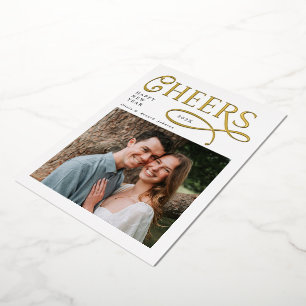 Moderne Cheers-Typografie Foto Frohes Neues Jahr Folien Feiertagskarte