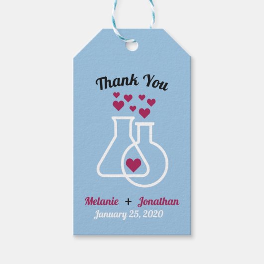 Moderne Chemie Herz Hochzeit Vielen Dank Geschenkanhänger (Vorderseite)