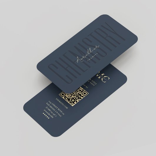 Moderne Chemie Monogram Chemist Dark Blue Gold Visitenkarte