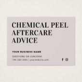 Moderne chemische Peel Aftercare Instruction Card (Vorderseite)