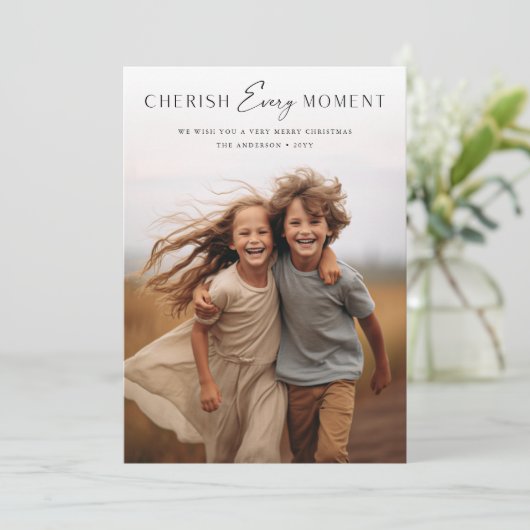 Moderne Chera jeden Augenblick Kinder Weihnachten Karte (Stehend Vorderseite)