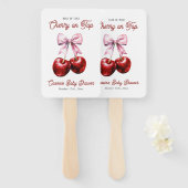 Moderne Cherry auf der Pink Bow Babydusche Fächer (Vorne und Hinten)
