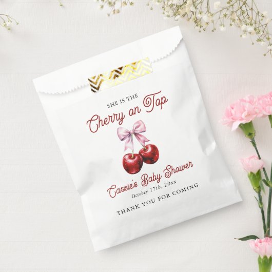 Moderne Cherry auf der Pink Bow Babydusche Geschenktütchen (Versiegelt)
